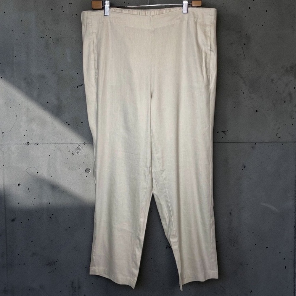 J. Jill Linen Blend High Rise Tapered Pull On Pants Lagenlook Minimalist size 14